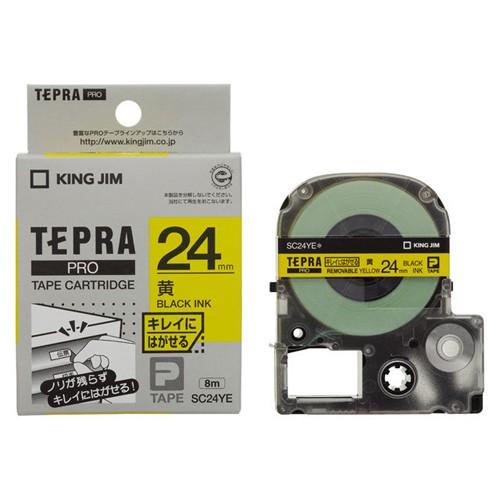 キングジム テプラPROテープ キレイ 黄／黒文字 SC24YE 1個