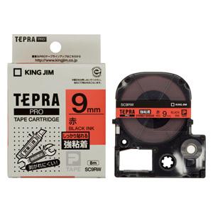 キングジム テプラPROテープ強粘着タイプ赤／黒文字 SC9RW 1個
