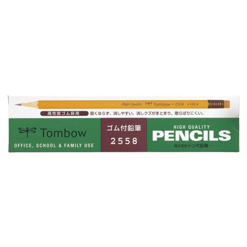 トンボ鉛筆 ゴム付鉛筆2558 HB 2558-HB 1打