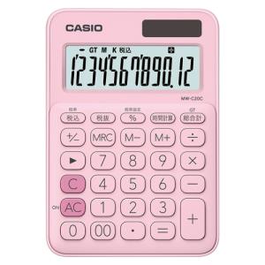 電卓 [CASIO] MWC20CPKN カシオ 12桁 （ペールピンク）カラフル ミニ 