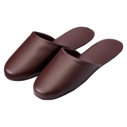 オーミケンシ レザー調スリッパ10足組 ダークブラウン 5707-10 1組