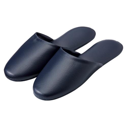 オーミケンシ レザー調スリッパ10足組 ダークブルー 5706-10 1組