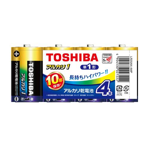 東芝 アルカリ乾電池 防災備蓄 単1形 アルカリ1 LR20AN 4MP 4本入