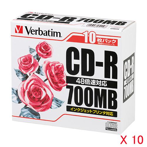 バーベイタム ＣＤ−Ｒ 【10枚ＰＸ10個入】 SR80PP10C 1箱