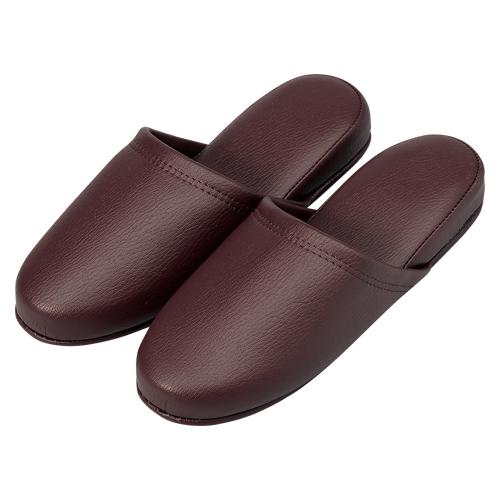 オーミケンシ 抗菌レザー調スリッパ 10足ダークワイン 36037 (10P) 1組