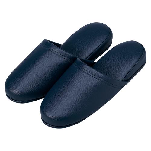 オーミケンシ 抗菌レザー調スリッパ 10足 ダークブル 36039 (10P) 1組