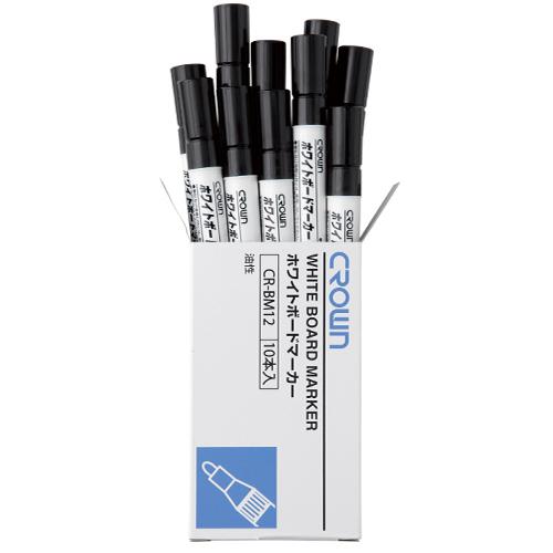 クラウン ホワイトボードマーカー中字 黒【10本】 CR-BM12-BX10 1箱