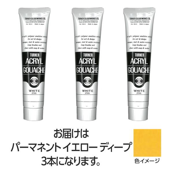 ターナー色彩 アクリルガッシュ 100ml 12パーマネントYディープ 3個 108587