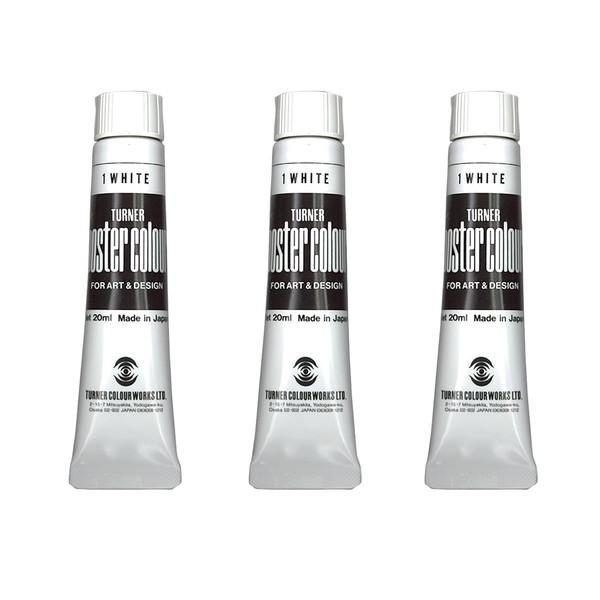 ターナー色彩 ポスターカラー 20ml 1 ホワイト 3個 108624