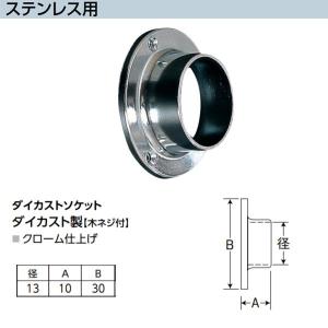 アシスト ダイカストソケット ステンレス用 65-322 ダイカスト製 木ネジ付 クローム仕上げ 径13mm｜interiortool