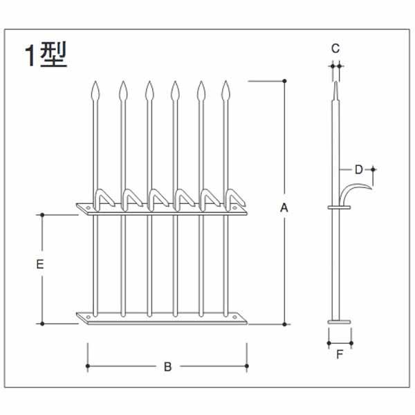 エイト 忍び返し1型 スチール製・ポリエチレンコーティング黒（Ｃ黒） H1001c
