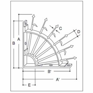 エイト 扇型 忍び返し（隅用） スチール製・ポリエチレンコーティング黒 H1301｜interiortool