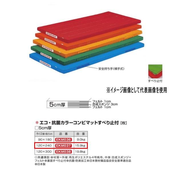 エバニュー エコ・抗菌カラーコンビマットすべり止付 EKM037 幅120×長240cm 厚5cm
