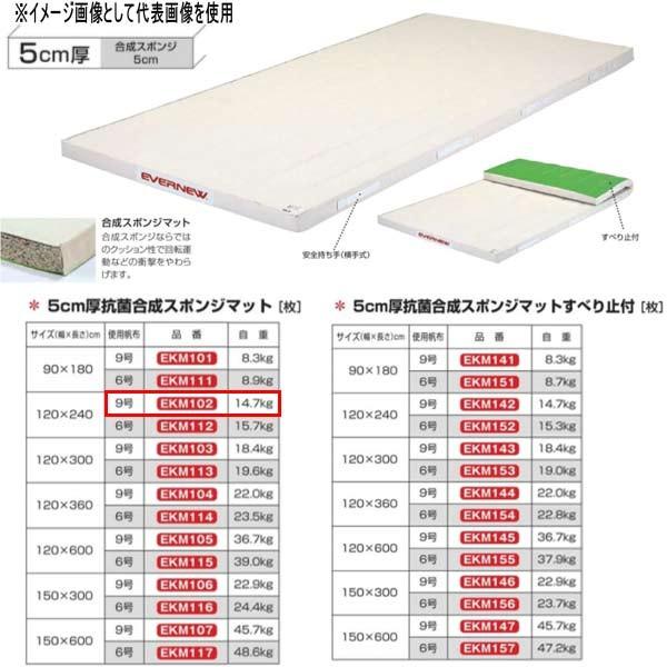 エバニュー 5cm厚 抗菌合成 スポンジマット EKM102 幅120×長240cm 9号帆布