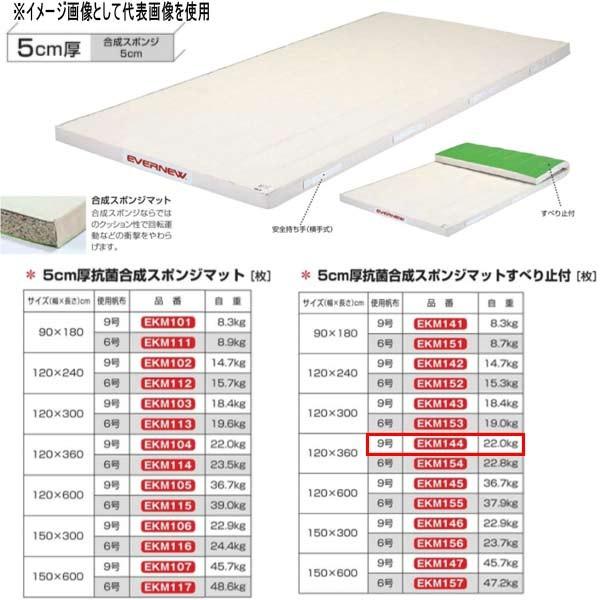 エバニュー 5cm厚 抗菌合成 スポンジマットすべり止付 EKM144 幅120×長360cm 9号...