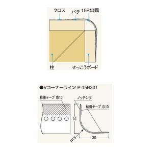 フクビ Vコーナーライン R出隅タイプ P-15R30T 長さ：2.5m VP15RT 100本入