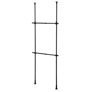 平安伸銅工業 突ぱり強力２段ハンガー マットブラック 幅56〜95cm 高さ200〜275cm TNP-3B 1台｜interiortool