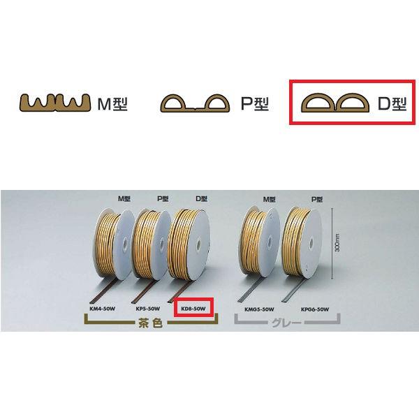 光 戸当りクッションテープ ドラム巻 W80タイプ D型 KD8-50W 6×9mm×50m巻