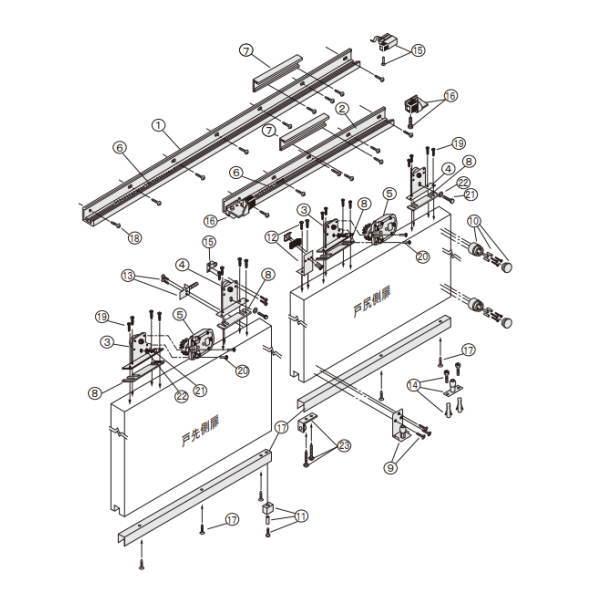 ダイケン 引き戸クローザー スライデックス 傾斜レール 片引き2連 HCS-X2（R/L）30