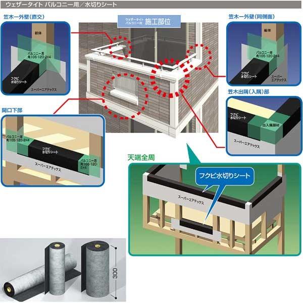 フクビ 水切りシート F302 厚さ0.7mm×巾×300mm×巻長さ20m MKSF32 4巻入