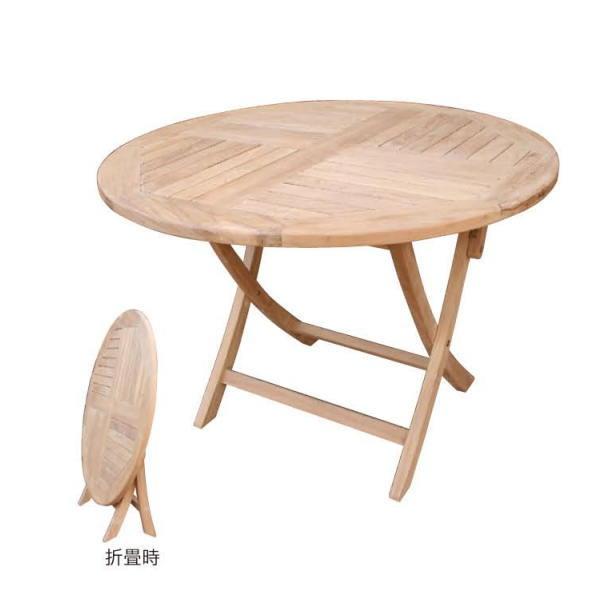 ジャービス商事 FOLDING ROUND TABLE 折り畳み丸テーブル チーク 無塗装 2086...