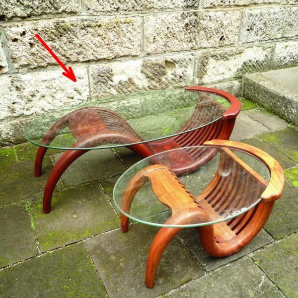 ジャービス商事 チークガラステーブル（塗装） W1250×H400×D600 36324