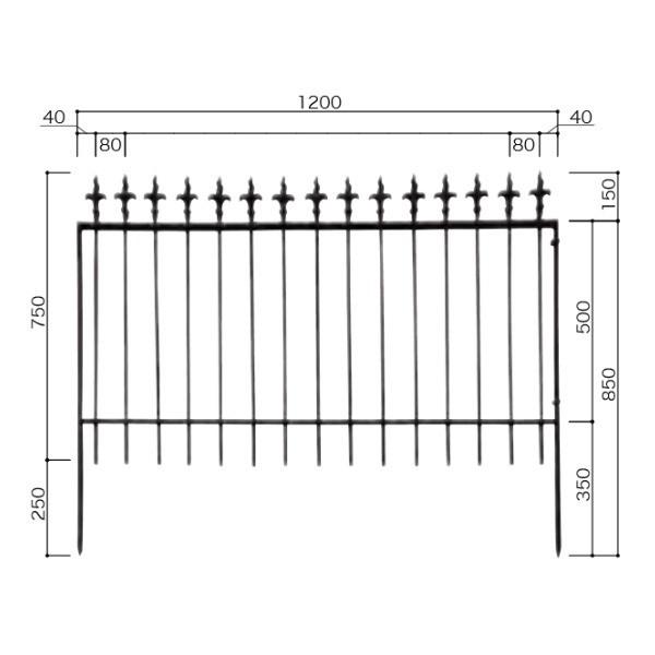 ジャービス商事 アイアンフェンス 3-A型 1280 38626