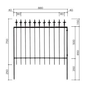 ジャービス商事 アイアンフェンス 3-A型 0908 38627｜interiortool