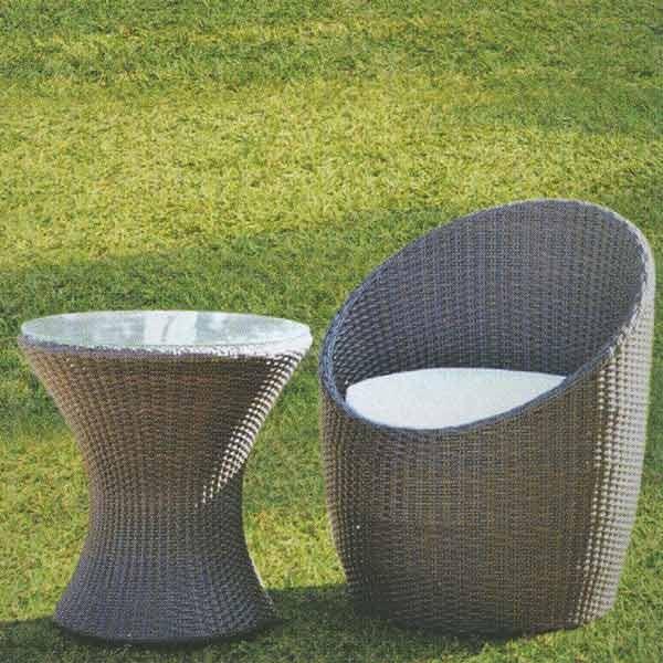 ジャービス商事 ミニガラステーブル NH-30101 アルミ/人工ラタン/ガラス ブラウン系 387...