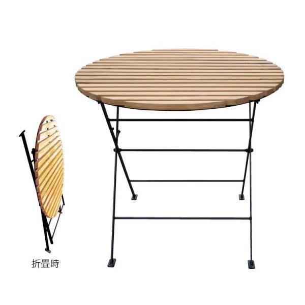 ジャービス商事 折り畳みアイアンチークテーブル丸型 41422 1台