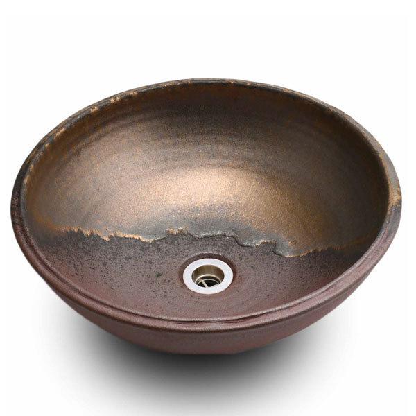 重蔵窯 利休信楽 手洗い鉢 MEBIUSU 四季 020-40 黄金焼き締め（おうごんやきしめ） 径...