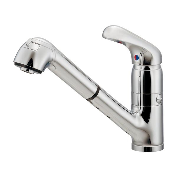 カクダイ シングルレバー引出し混合栓（分水孔つき） 118-053