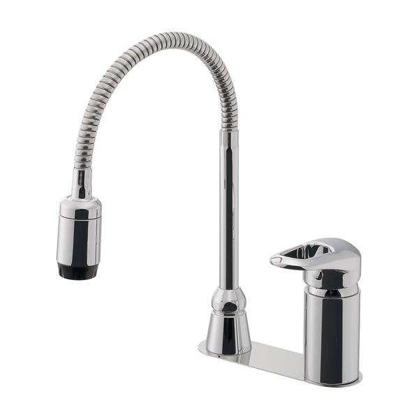 カクダイ シングルレバー混合栓（汚れ隠しプレートつき） 185-519