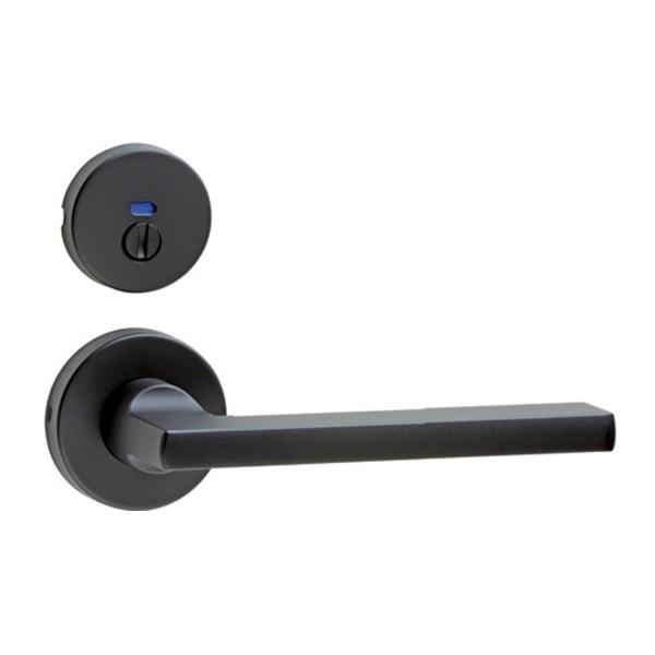 川口技研 62A レバーハンドル つや消しブラック 丸座・表示錠 BS：51mm LVS-62A-4...