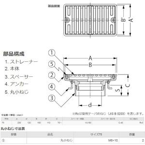 カネソウ 鋳鉄製ルーフドレン EMAF-2-7...の詳細画像1