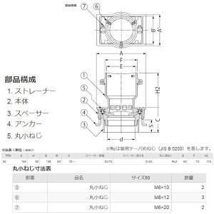 カネソウ 鋳鉄製ルーフドレン EMDW-2-5...の詳細画像1
