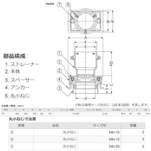 カネソウ 鋳鉄製ルーフドレン EMDW-2-7...の詳細画像1