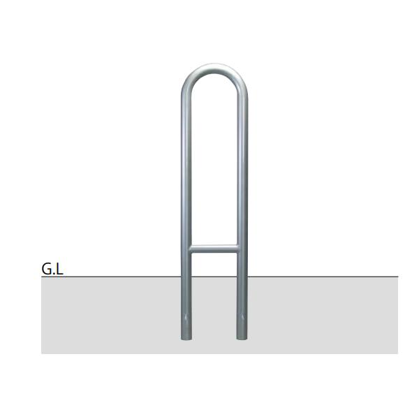 カネソウ 駐輪パイプ JP-G0380B スチール製 一台駐輪用 先付けタイプ 埋込型 径42.7×...