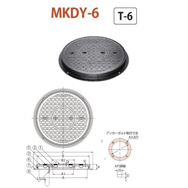 カネソウ マンホール・ハンドホール鉄蓋 密閉形（防水・防臭形） 中蓋付テーパ・パッキン式 丸枠 MK...