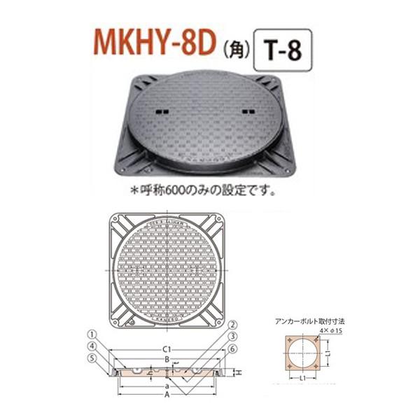 カネソウ マンホール・ハンドホール鉄蓋 断熱形 簡易密閉形（簡易防水・防臭形） 角枠 MKHY-8D...