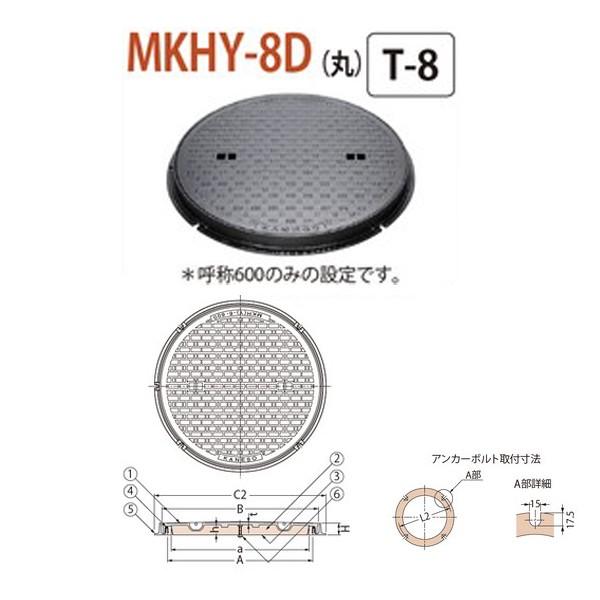 カネソウ マンホール・ハンドホール鉄蓋 断熱形 簡易密閉形（簡易防水・防臭形） 丸枠 MKHY-8D...
