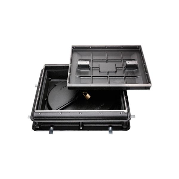 カネソウ カラー舗装用鉄蓋（化粧用鉄蓋） タイル用 ステンレス目地 施錠式 密閉形（防水・防臭形）二...