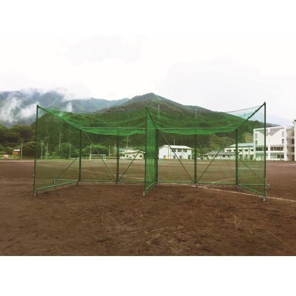 寺西喜商店 ２打席用折畳式バッティングケージ 緑 KR-302