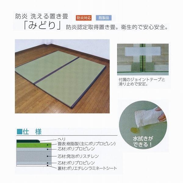 極東産機 防炎 洗える置き畳 みどり ヘリ付き 樹脂表 半帖 TJ19350