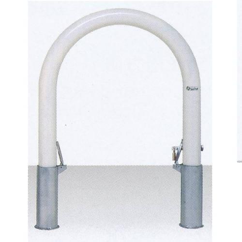 サンキン メドーマルク 車止め Uタイプ スチール製 差込式蓋付 25mm南京錠付 FU10-6SK...