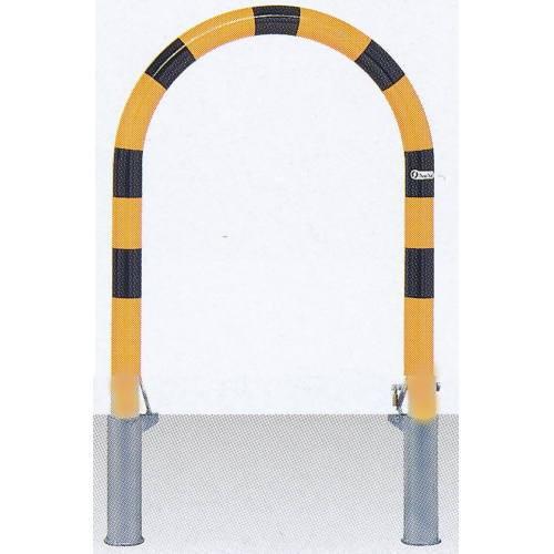 サンキン メドーマルク 車止め Uタイプ スチール製 差込式蓋付 25mm南京錠付 FU6-6SK ...