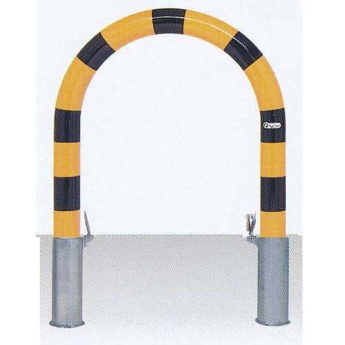 サンキン メドーマルク 車止め Uタイプ スチール製 差込式蓋付 25mm南京錠付 FU8-6SK ...