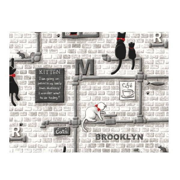 明和グラビア 貼ってはがせる デコタイルシート DGT-03 ねこ グレー 25cm×100cm 2...