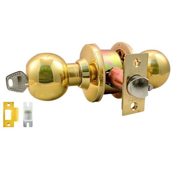 丸喜金属 ラッキーロック(シリンダー付室内錠) バックセット60mm 真鍮