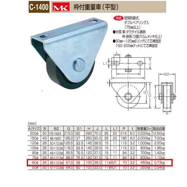 丸喜金属 MK 枠付重量車 平型 C-1400 600